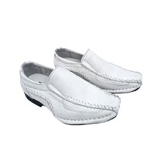 Bonafini Collection Kids White Leather Slip On Loafers 6 Wedding Formal Church